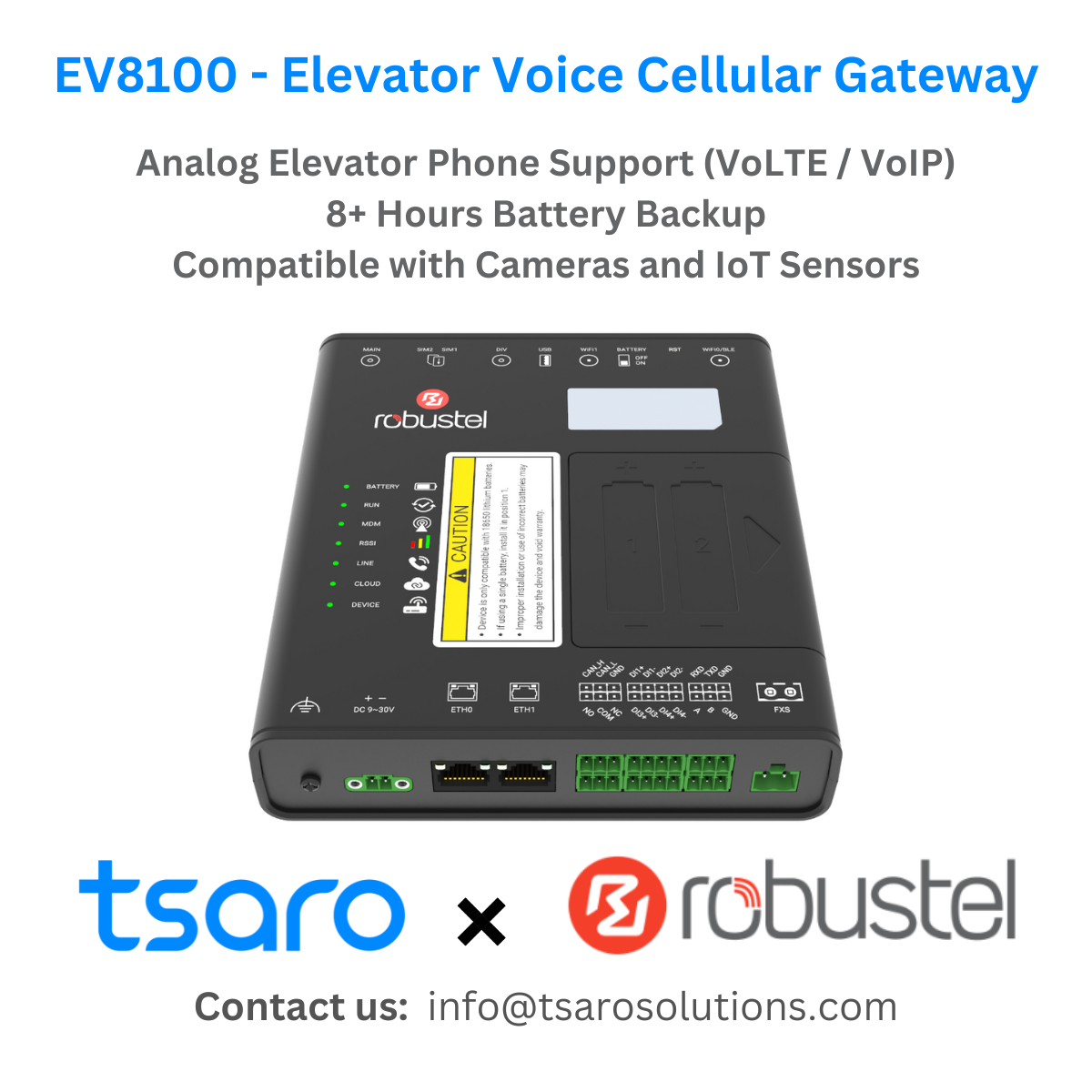 Tsaro - EV8100 - Elevator Cellular Gateway for POTS Replacement Tsaro - EV8100 - Elevator Cellular Gateway for POTS Replacement